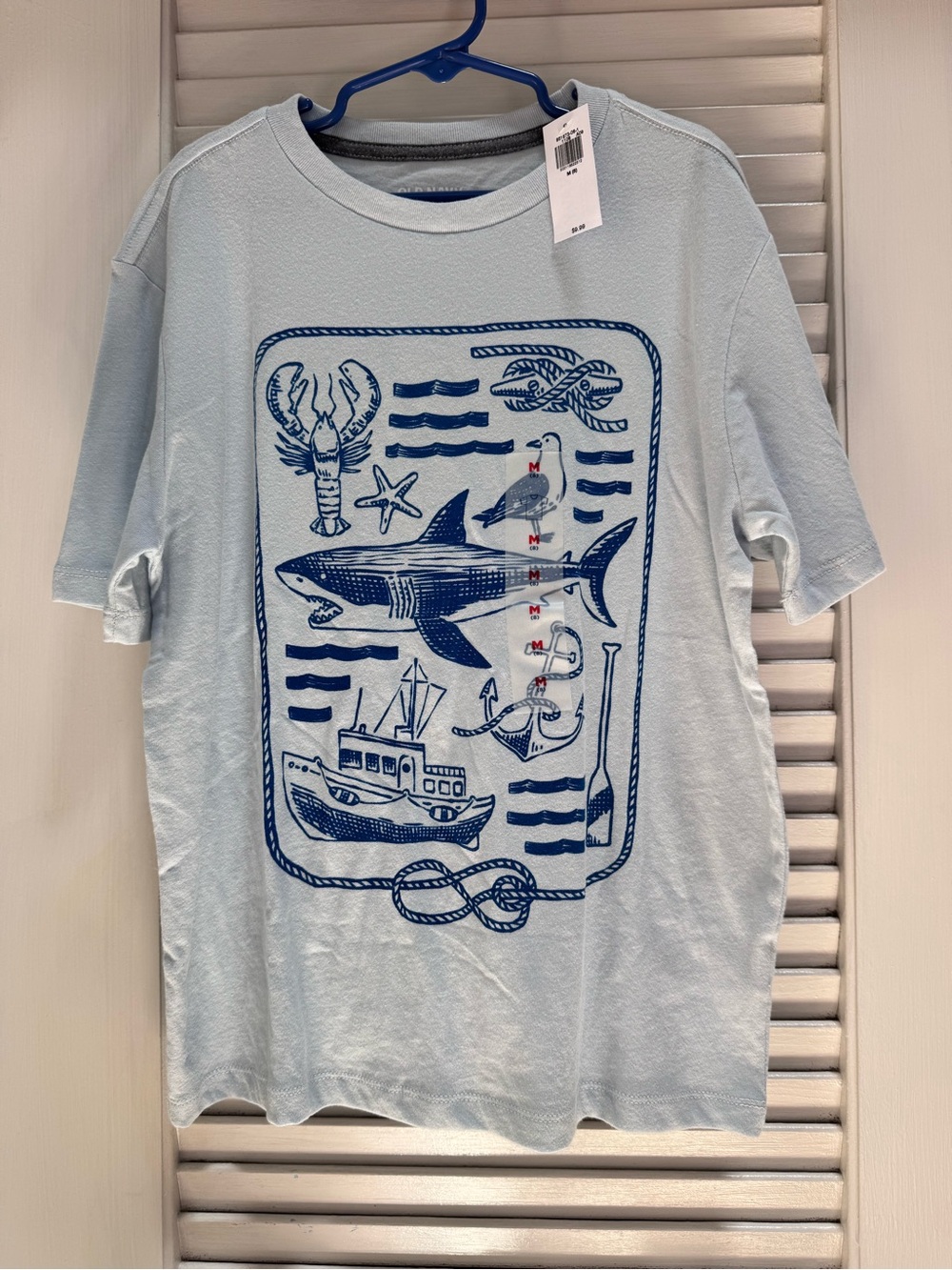 Old Navy Light Blue Nautical Graphic Tee with Navy Print